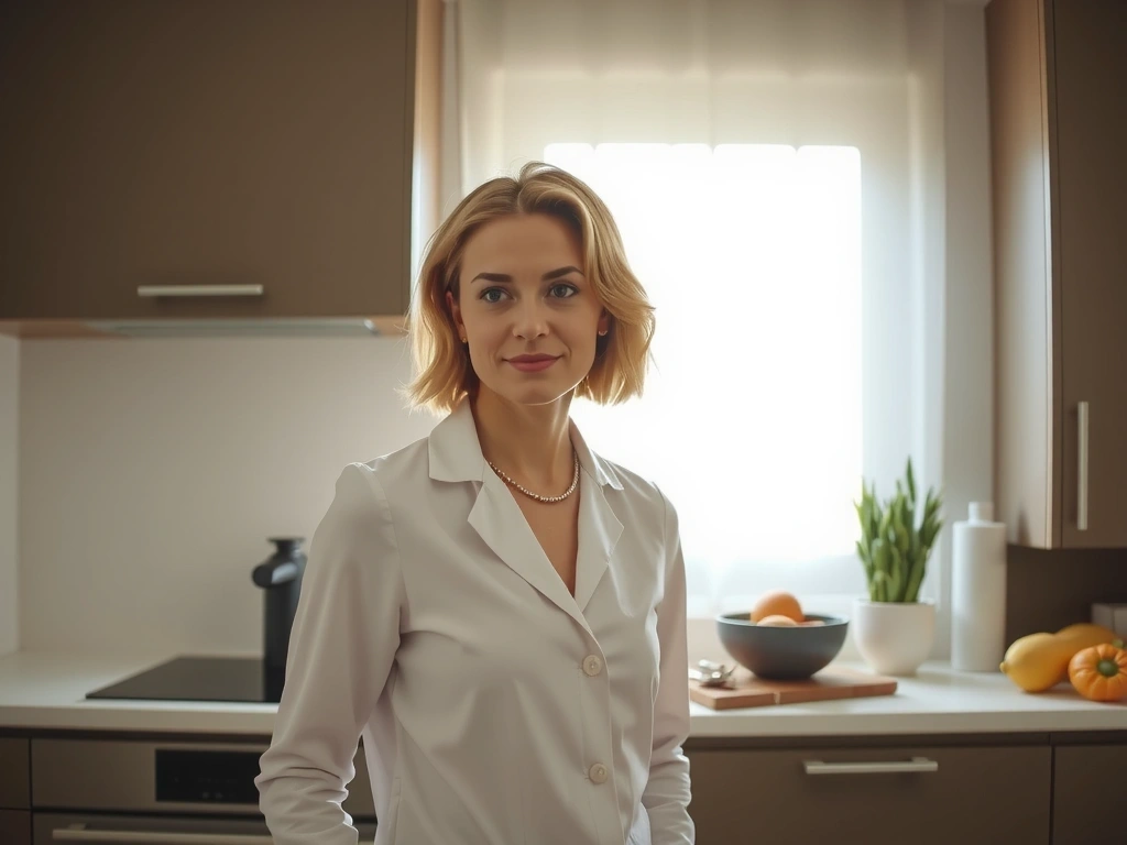 Frau am Morgen bei gesundem Frühstück